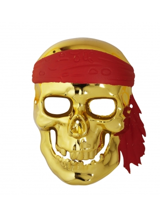 Maska plast Pirát lebka zlatá