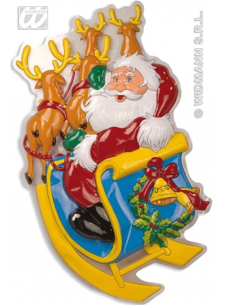 Vánoční dekorace 3D Santa spřežení