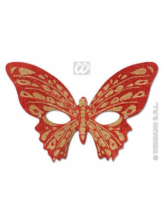 Škraboška motýl bicolor glitter červená