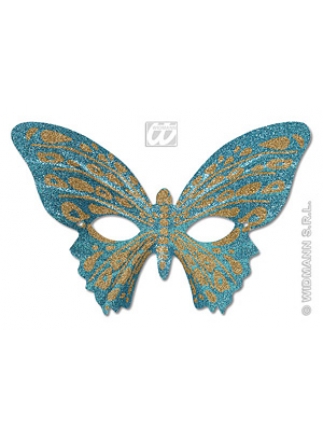 Škraboška motýl glitter bicolor tyrkysová