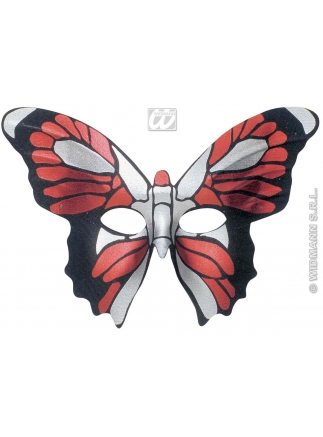 Škraboška Motýl Iroki stříbrnočervená