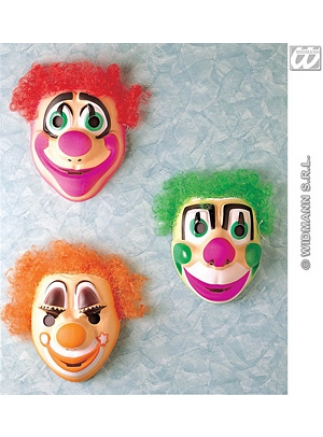 Maska dětská plast KLaun oranžové vlasy