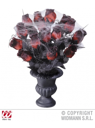 Dekorace halloween 35cm váza s růžemi